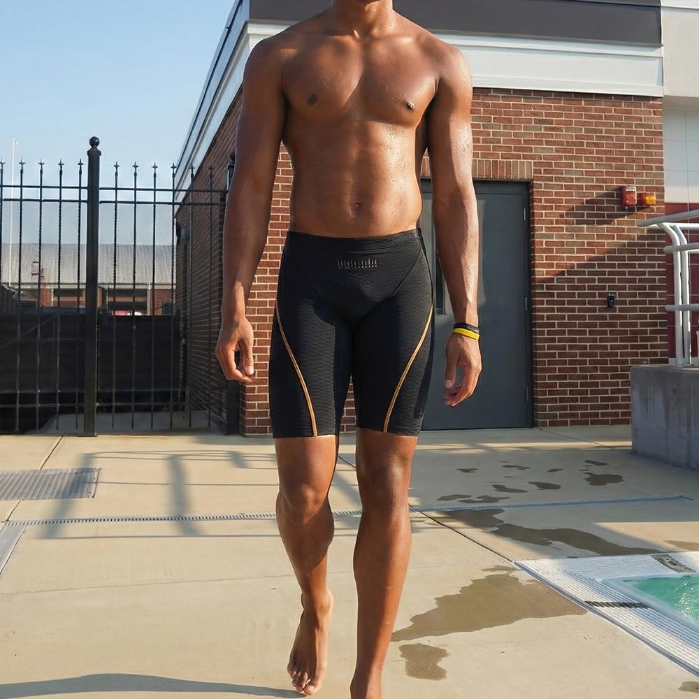 MY KILOMETRE Jammer de Natación Hombre – Bañador de Tejido Plano con Cordón Resistente al Cloro, Secado Rápido, Entrenamiento y Competición, UPF 50+