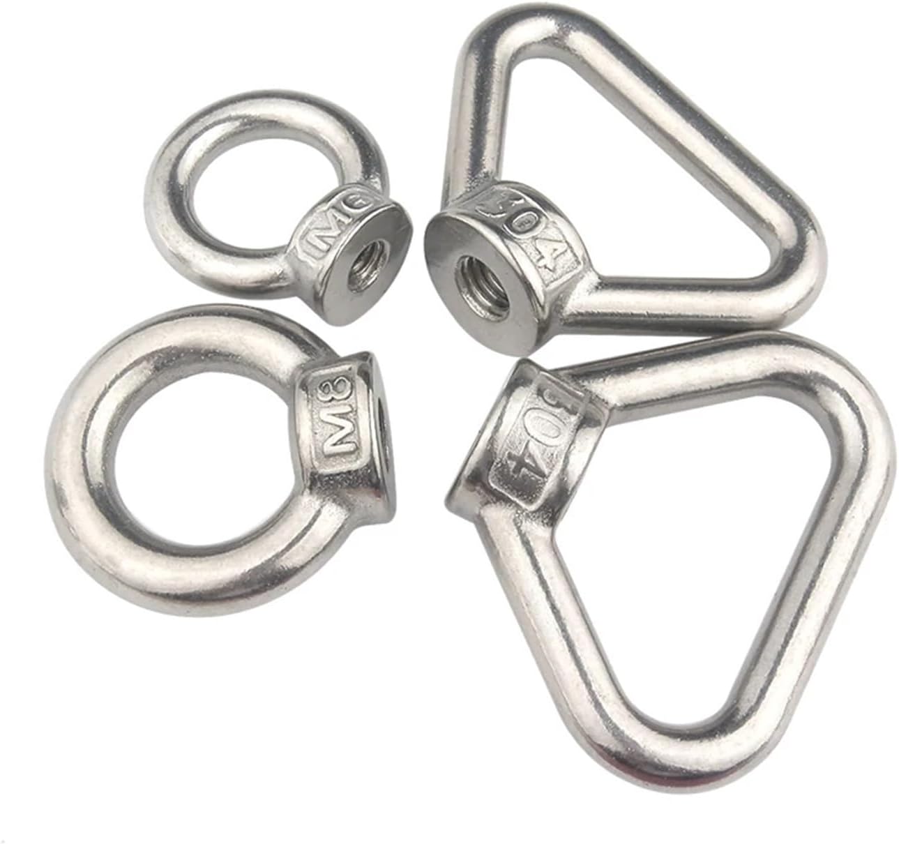 Triangle Ring nut 10pcs a lot 304 Stainless Steel M5/M6/M8/M10/M12 Eye Nut Marine Lifting Eye nut Ring Nut Loop Hole for Cable Rope Lifting (Color : Round, Size : M8 (10PCS a lot))