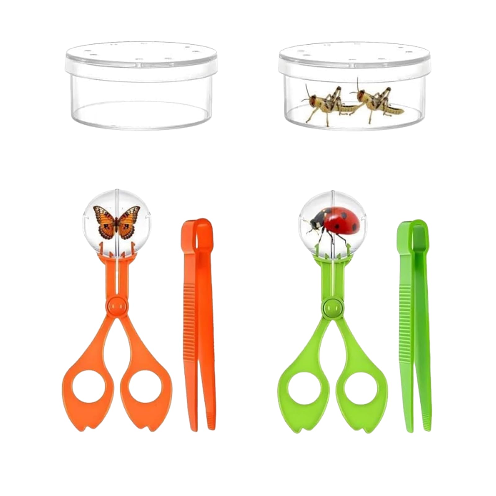 6 Pcs Bug Catcher Set, Plastic Bug Catcher Kit, Insect Catcher Jar, Bug Catcher Scissors, Tweezers - Explorer Outdoor Tools, Fine Motor Skill Toys for Nature Exploration & Observation