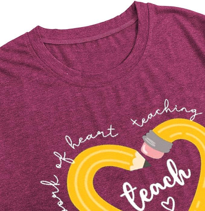 Teacher Shirts for Women Heart Teaching Appreciation Tshirt Funny Teacher Life Top - Image 4