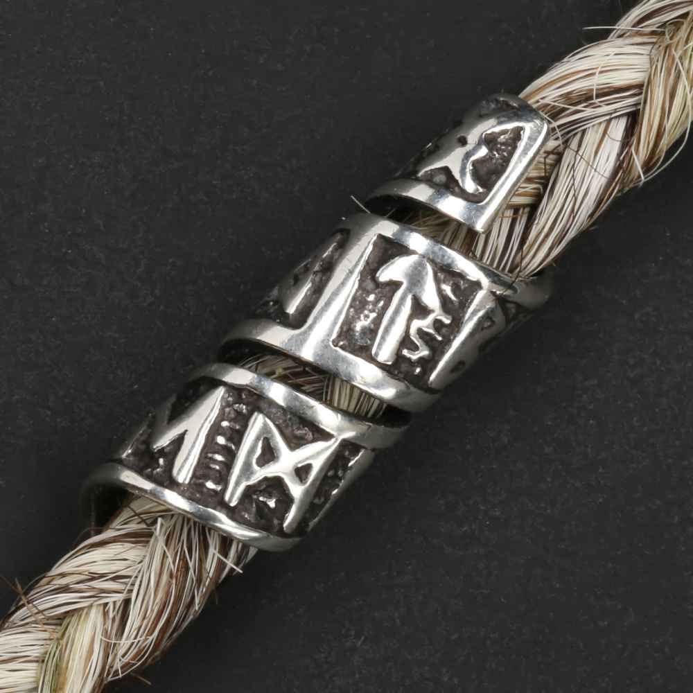 Runen Bartschmuck 925 Sterling Silber Wikinger Bartperle Haarperle Damen Herren
