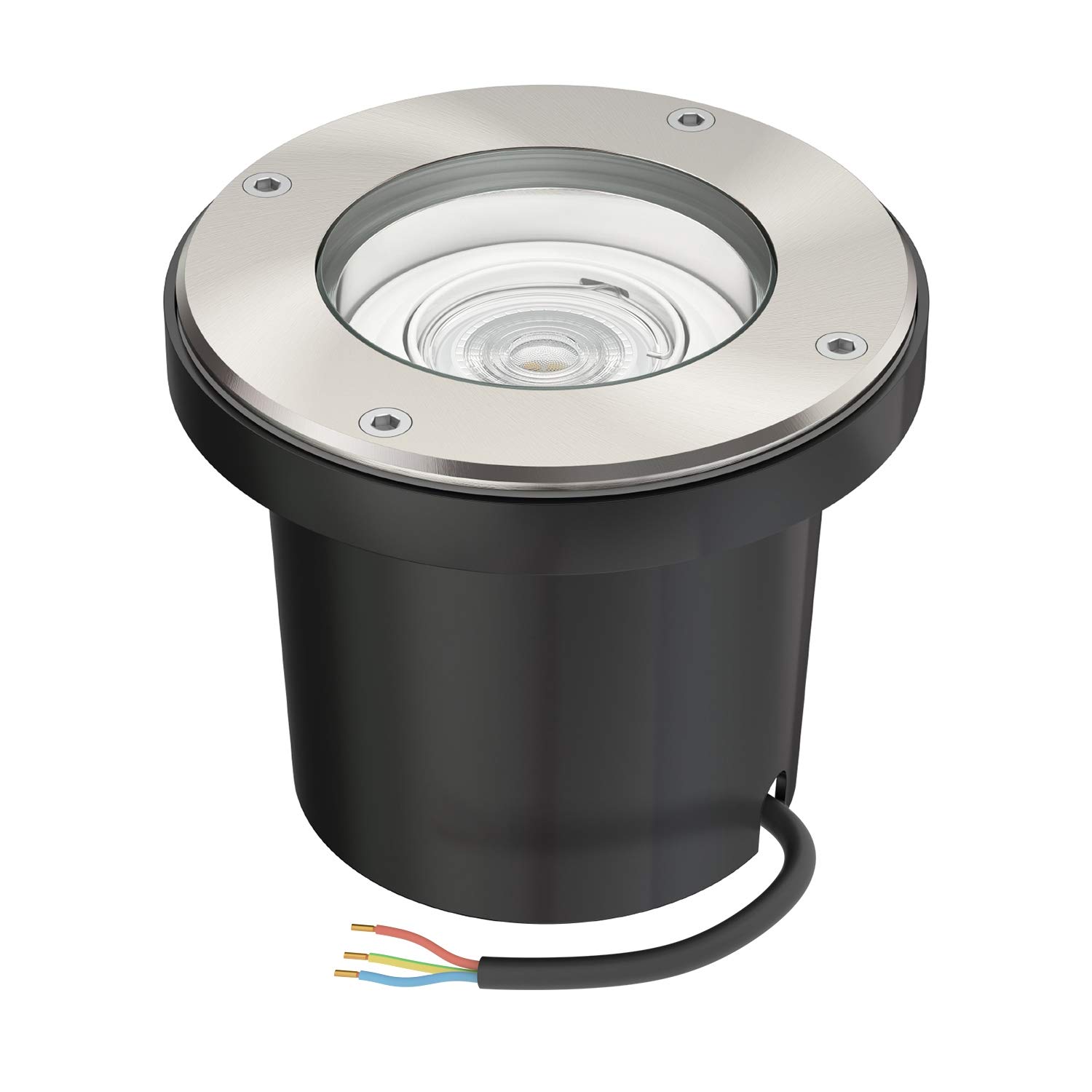 ledscom.de Recessed Floor Light BOFU for Outdoors swivelling Stainless Steel Round IP67 150mm diameter incl. LED lamp (Warm White