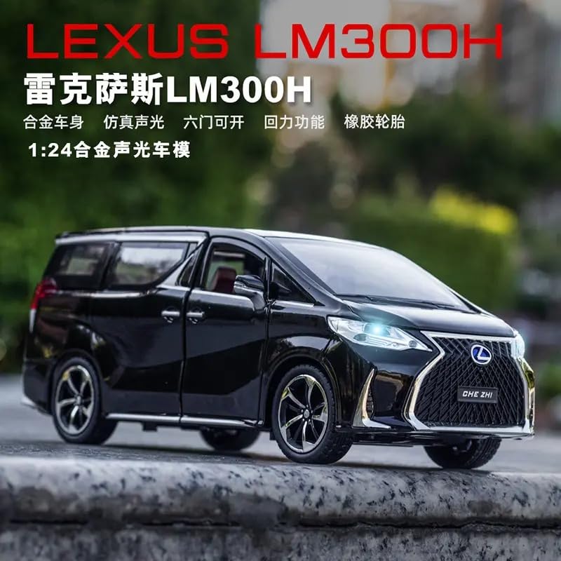 Image of FEXXA 🏎️ Exclusive Alloy Metal Pull Back Die-cast Car Model with Sound Light Mini Auto Toy for Kids Metal Model Toy Car with Sound and Light (1.24 Scale Lexus LM300-BLACK)
