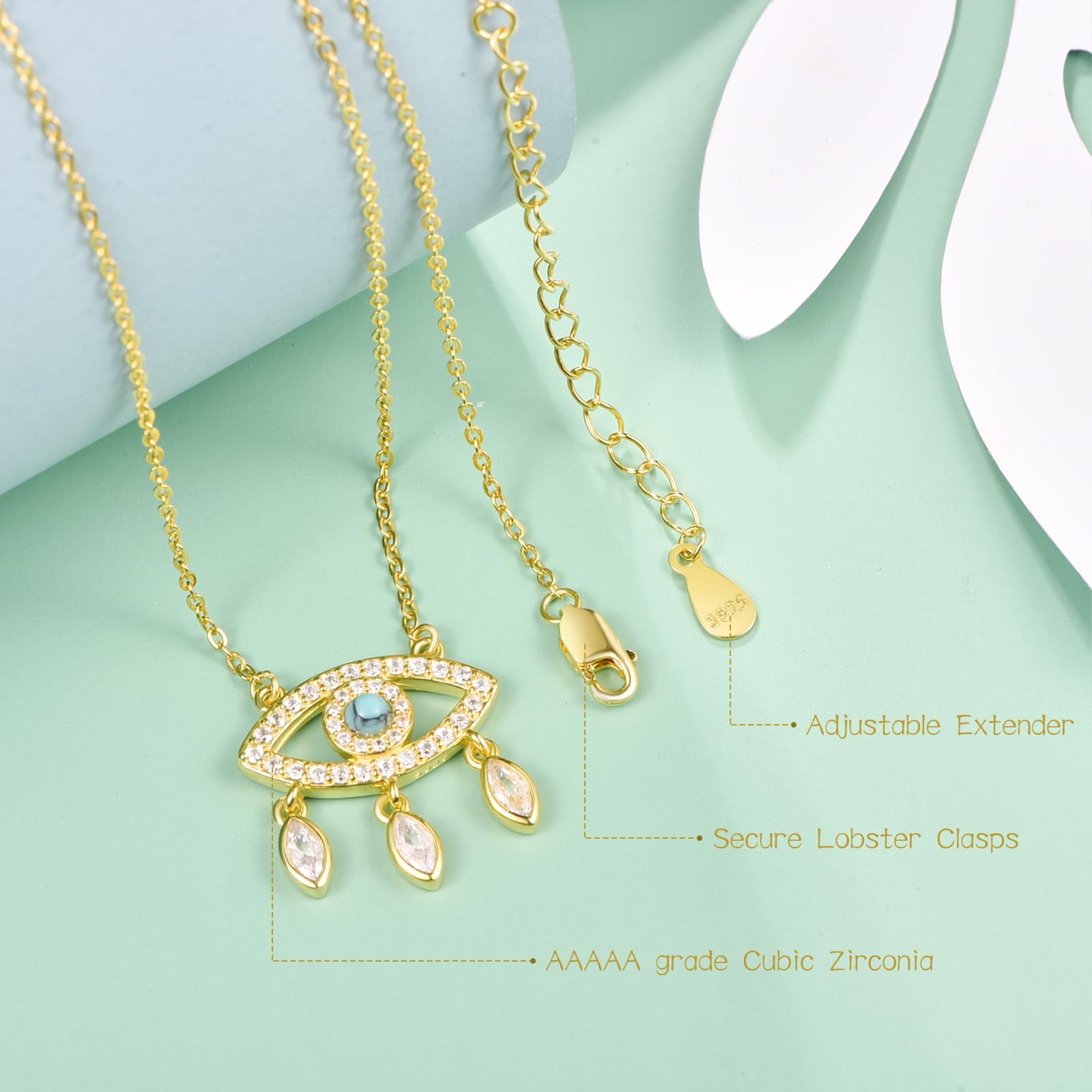 AENEAS Collar de mal de ojo chapado en oro, plata, turquesa, para mujer, Ojo Turco, atrapasueños, regalo de cumpleaños para mujeres, esposa y ella