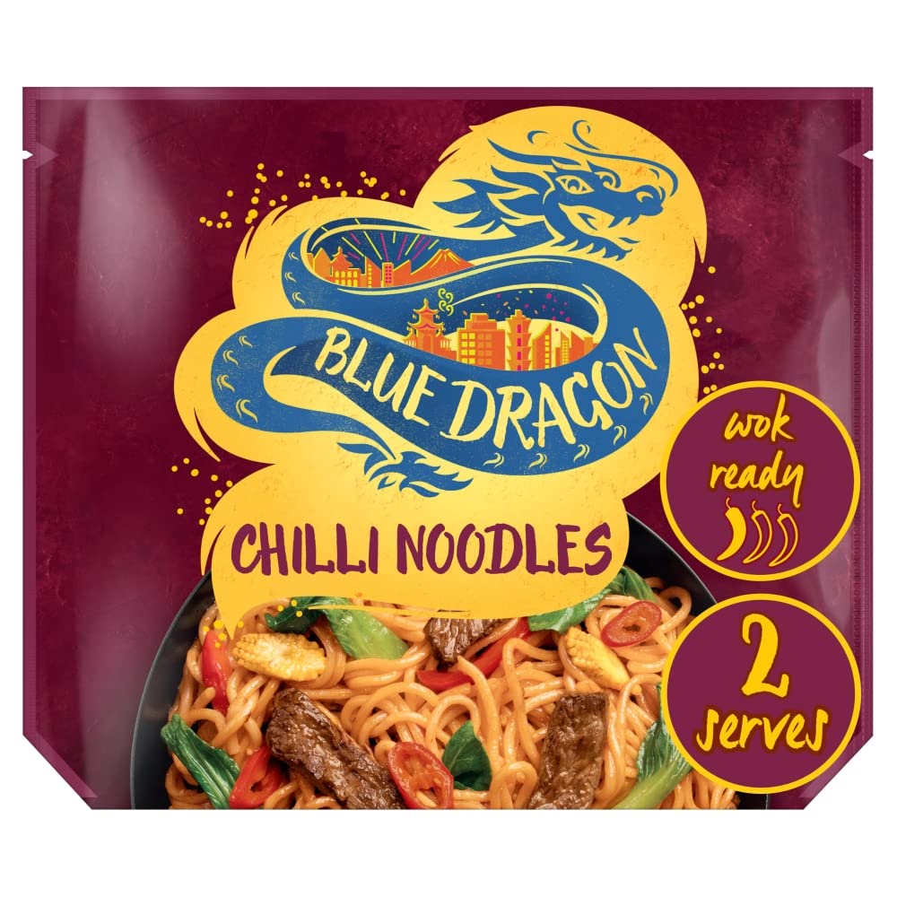 Blue Dragon Wok Ready Chilli Noodles | Mild Spice | Serves 2 | Perfect For Stir Fries & Other Noodle Based Dishes