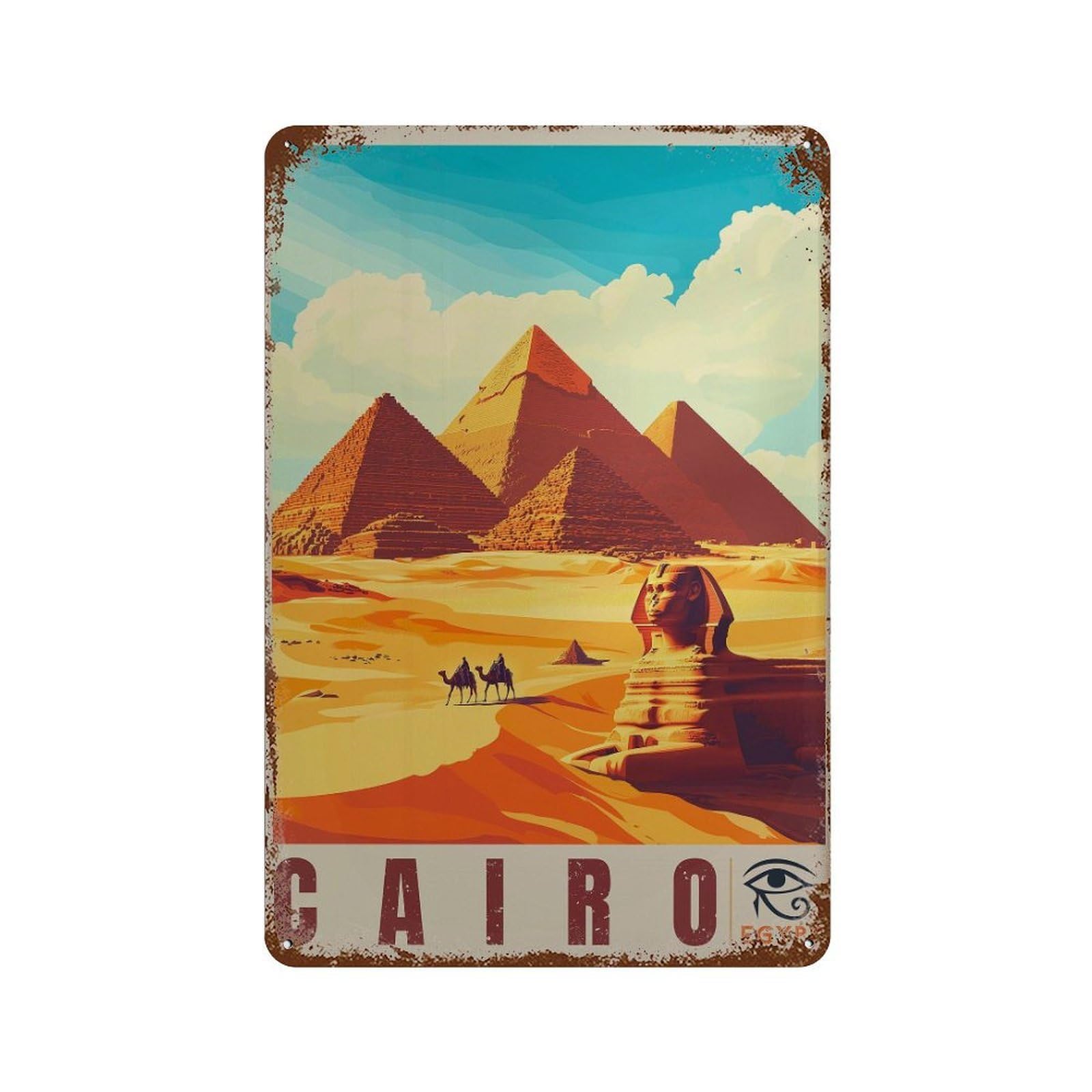 xiaoxiaoshen Cairo Egypt Travel Giza Pyramids (2) Wall Decor Art Metal Tin Poster Modern Home Decor Art Home Bar Shop Decorations Vintage Sign 30x20cm