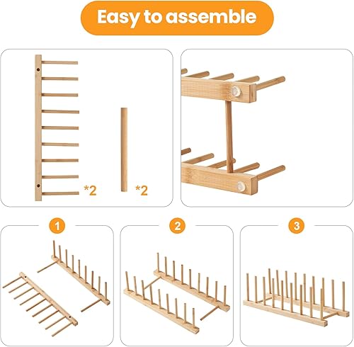 Miniatura 4 de 4 piezas de estante de bambú para platos  Soporte organizador de placa de tapa de olla para gabinete  Organizador de tabla de cortar, estante de