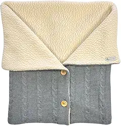 Saco De Dormir Tricô + Sherpa (Carneirinho) - Para Bebê Recém Nascido Até 12 Meses - Menina/Menino (Cinza)