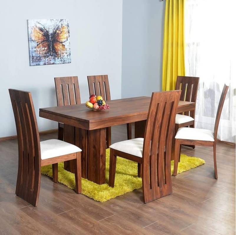 GM CRAFT Solid Sheesham Wood Six Seater Dining Set for Dining Room Restaurant Hotels Cafe, Wooden Dining Set, Sheesham Wood Dining Set,17