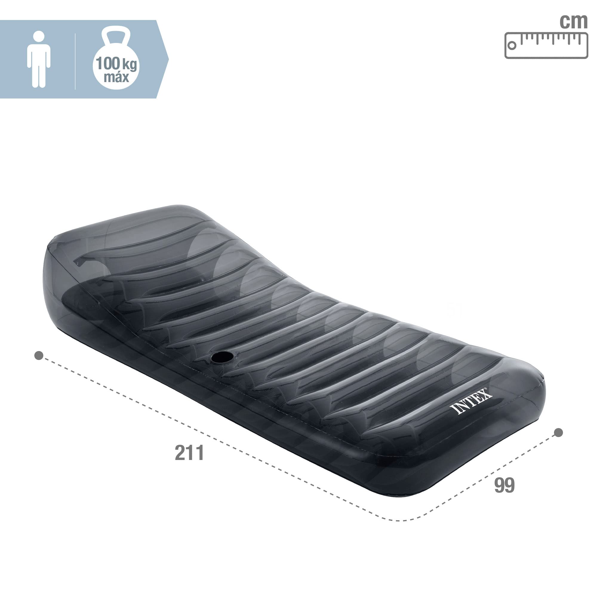 Intex Cool Grey Matte, nienadmuchany rozmiar: 211 cm x 99 cm (58723EU)