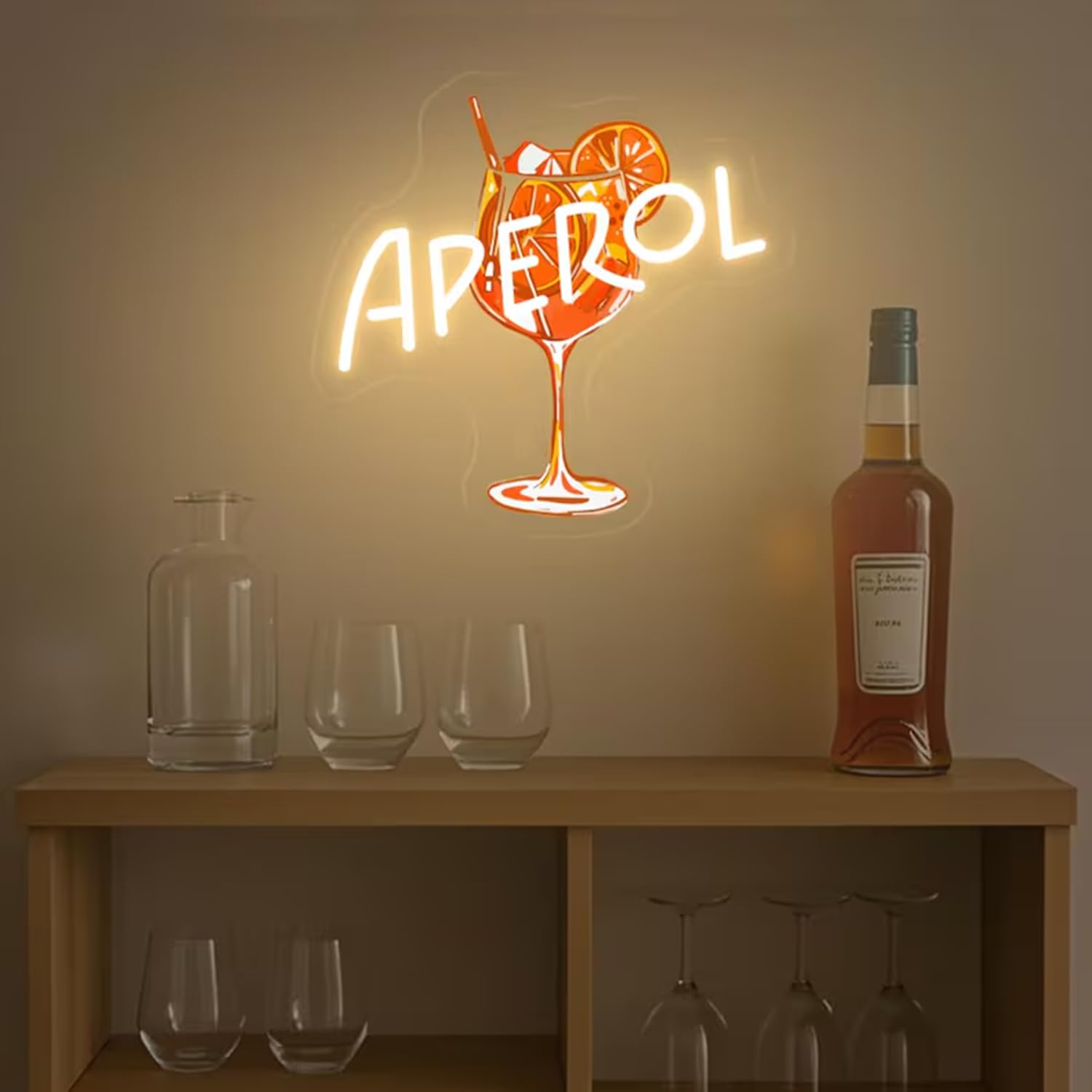 Dimmbares LED Neon Bar Schild für Zuhause Kneipe,Geburtstag, Karaoke,Restaurant,Weihnachtsfeier, Cocktail Neonschild Wanddeko im Zimmer, Barwagen Zubehör, Aperol Spritz Party Dekor