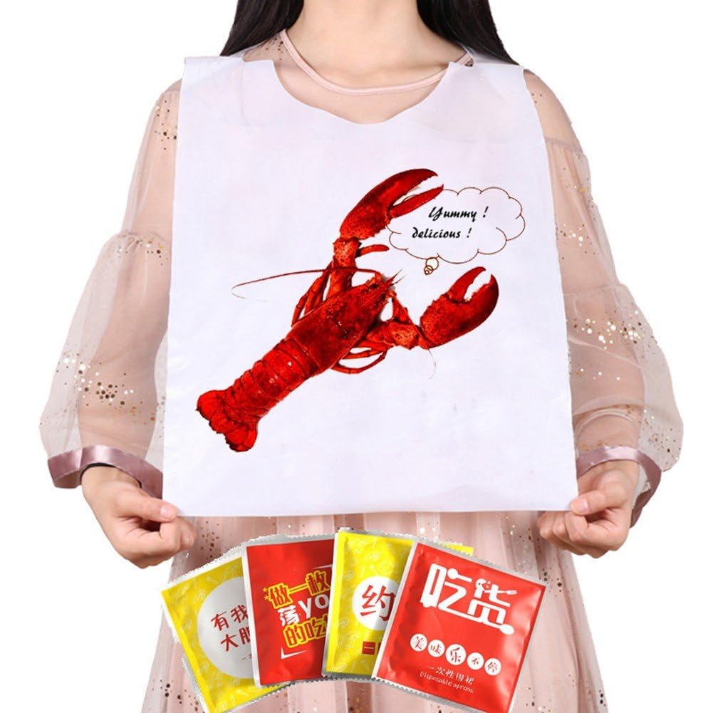 Lot de 100 Tabliers Imperméables pour Hot Pot, Anti-Huile, Portables, pour Barbecue, pour Restaurant, pour Écrevisses, Fruits De Mer