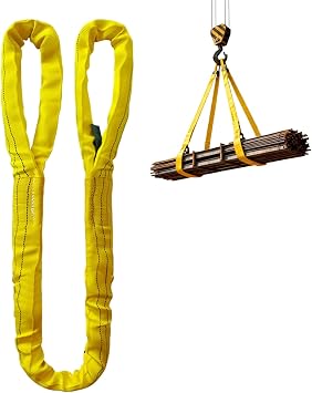 Heavy-Duty Lift Sling Str, 3000kg Capaci Polyester Rigging Towing Eye Sling for Hoisting Lar Fur & Construct Materials, 6m Length for Warehouses & Factories