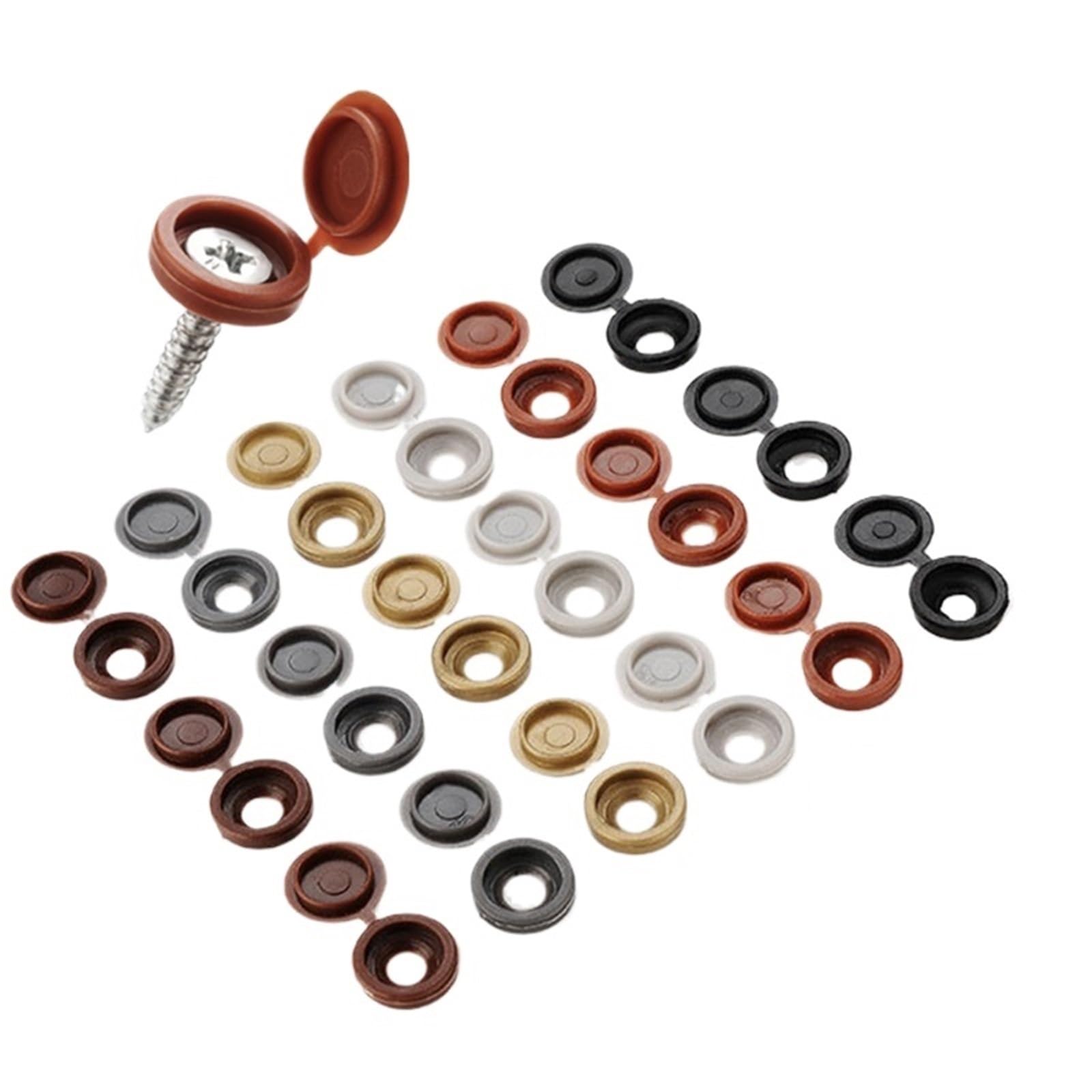800pcs Hinged Caps Button Cover Self Tapping Screws Wood Fold Snap Protective Plastic Slot Mounting Insert Decorative Nuts Bolts(Light Gray)