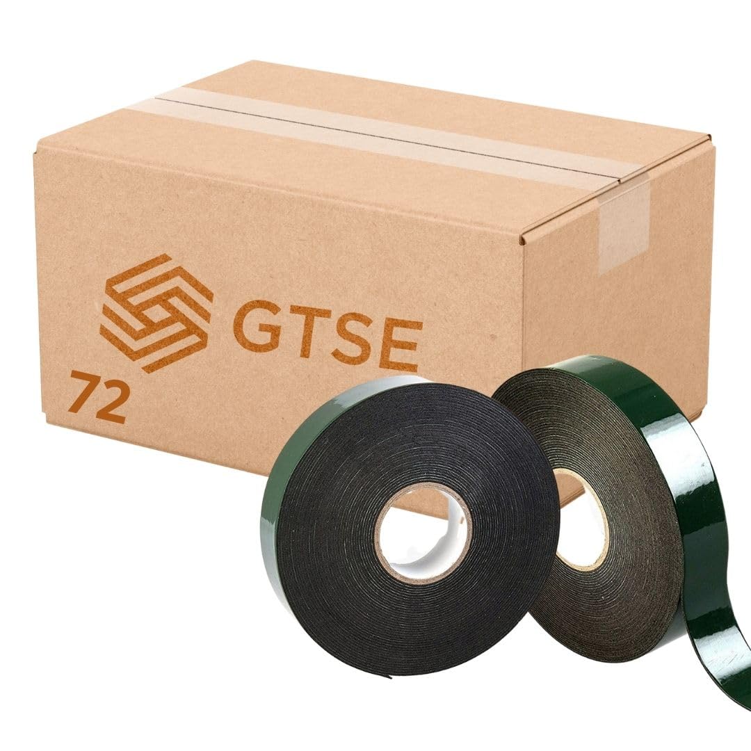 GTSE Car Number Plate Tape, 12mm x 10m, 72 Rolls – Double-Sided Foam Tape for License Plates, Trim, and Badges – Weatherproof and Durable - No Drilling Required