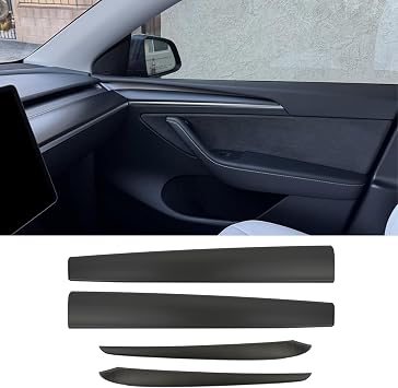 Dashboard Cover Wrap and Front Door Trim Panel Compatible with Tesla Model Y 2019-2023 Model 3 2021-2023 Dash Cover Matte Black