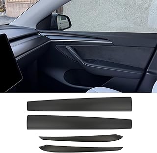 Dashboard Cover Wrap and Front Door Trim Panel Compatible with Tesla Model Y (2019-2023) Model 3 (2021-2023) Dash Cover Matte Black