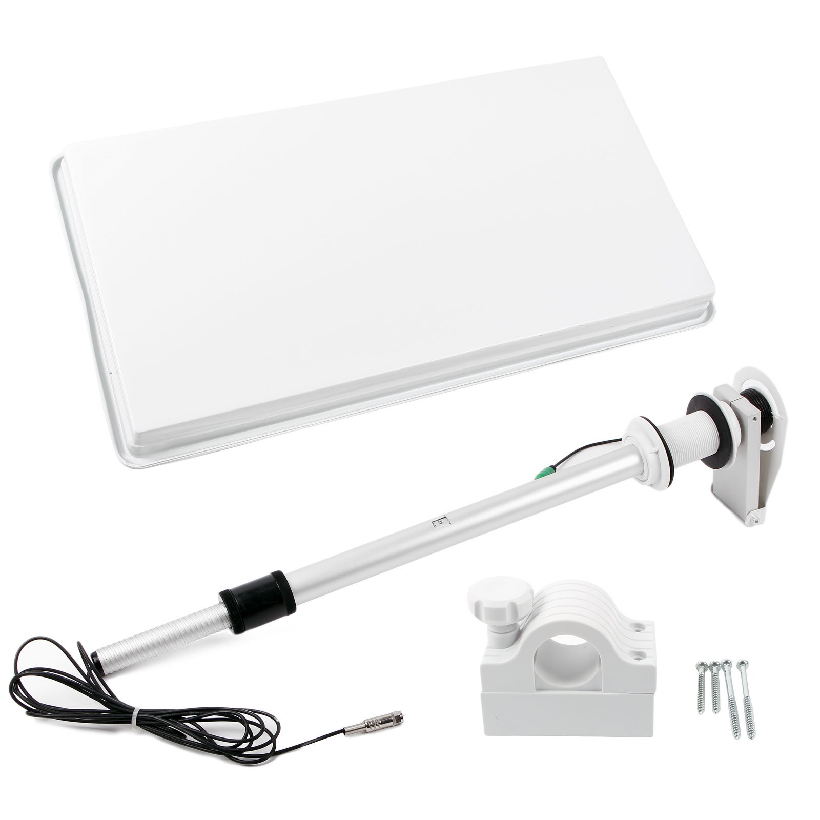 Carbest Antenne plate manuelle HD, mât d'installation, ajustement Skew, LNB pour caravane et camping-car