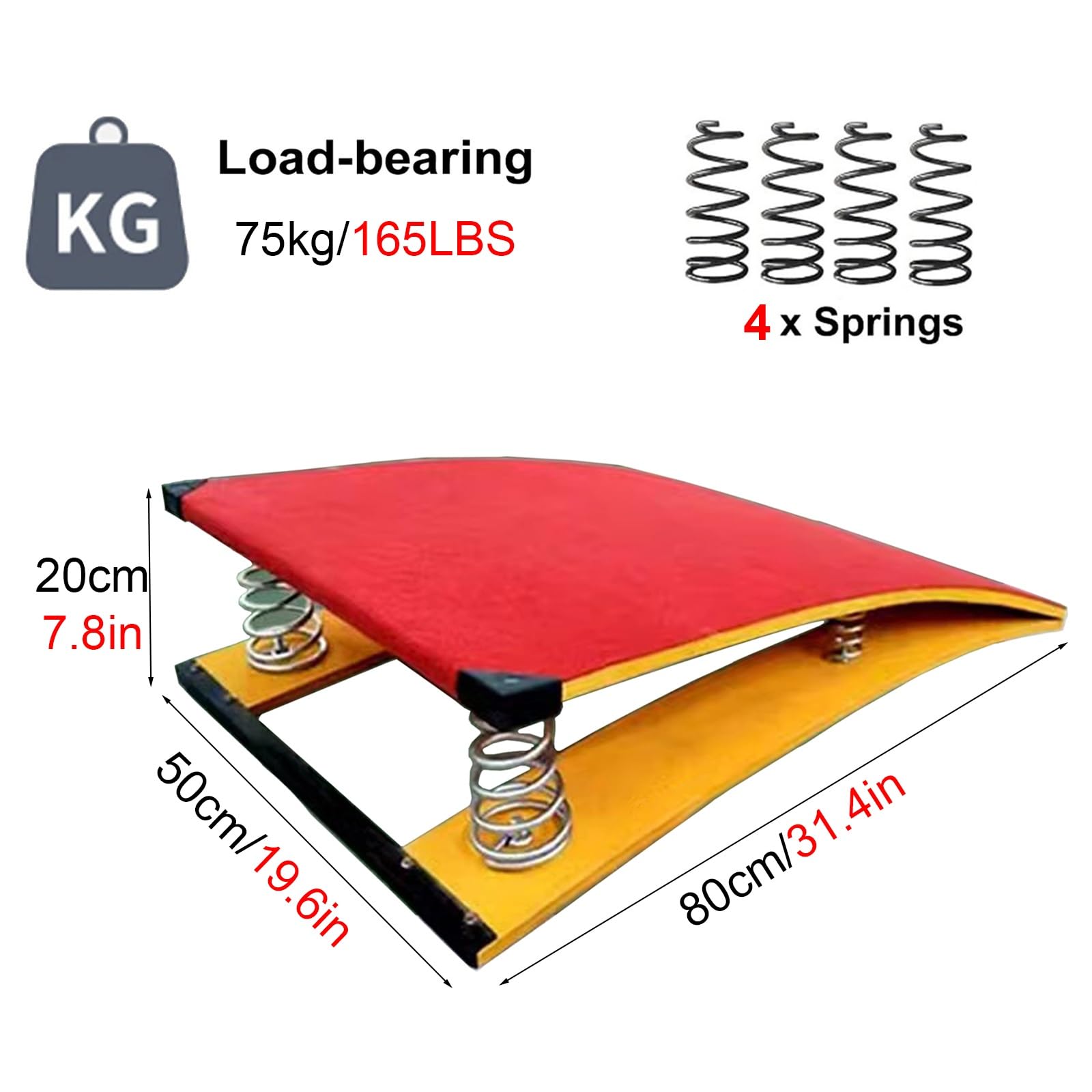 WDJBPSH Arts Springboard with Red Jump Pad, Child Gymnastics Vault Spring Board for Vaulting/Training/Fitness, Load - 75kg