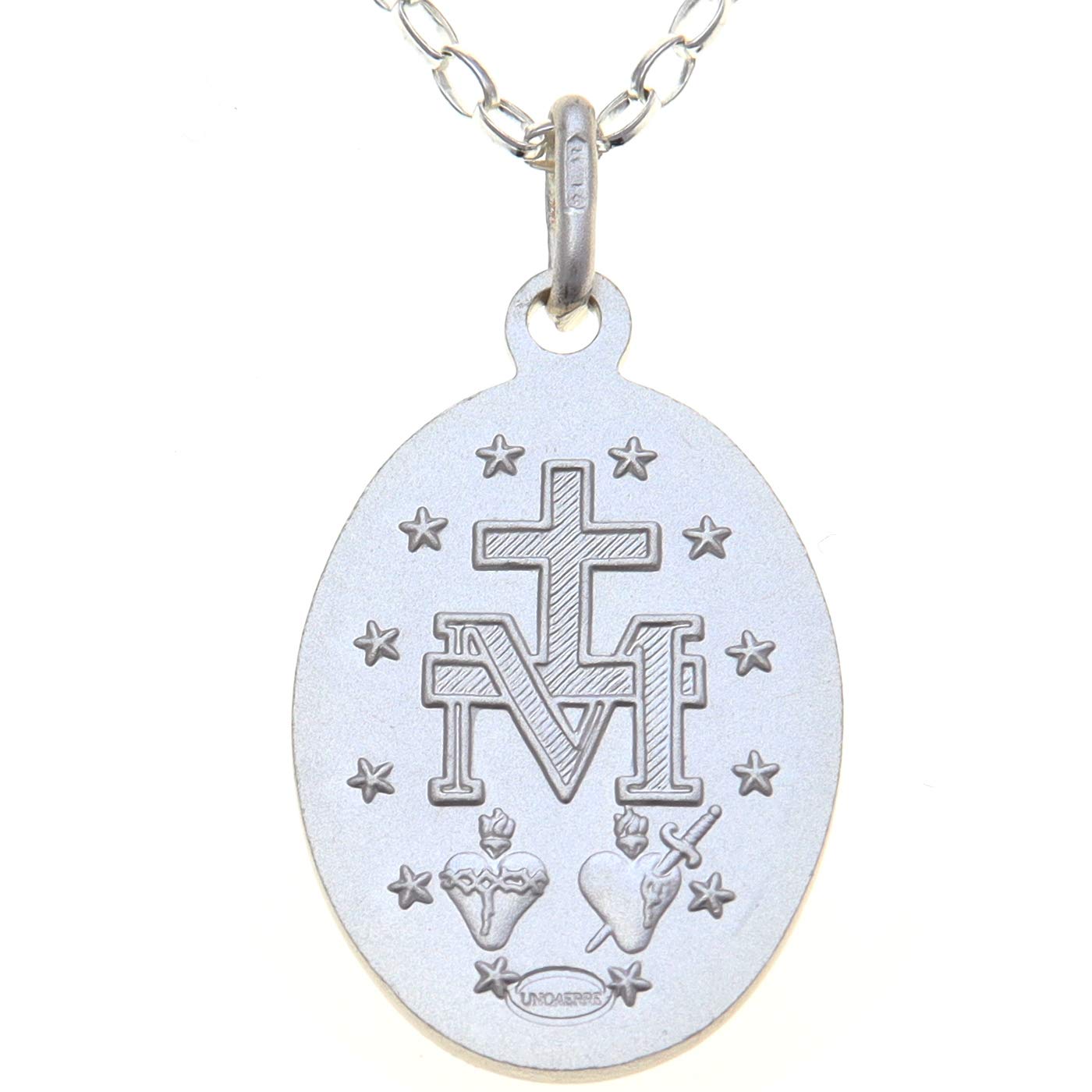 Alexander Castle Solide 925 Sterling Silber Wundertätige Medaille Katholische Halskette - 20mm x 15mm Wundertätige Medaille mit 18" 925 Sterling Silber Kette & Schmuck Geschenk-Box