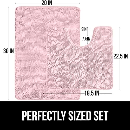 Miniatura 5 de Gorilla Grip - Juego de tapetes peludos de chenilla contorneados de lujo para el área de baño, extra suaves, duraderos y absorbentes, se pueden