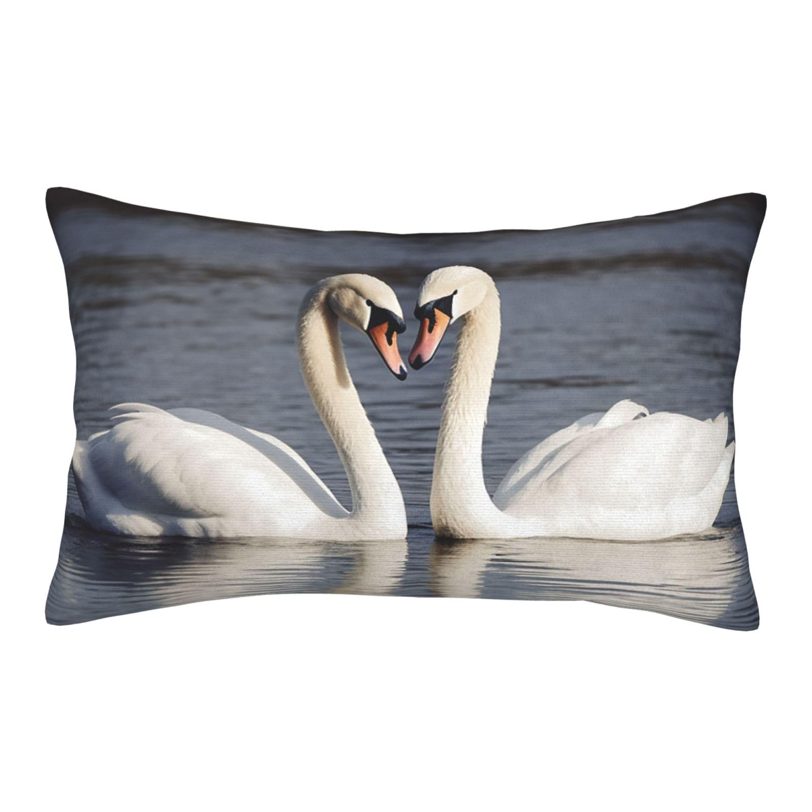 Velvet Pillowcases 16"x24" Ultra Soft Breathable Pillow Cases, Luxury Fuzzy Throw Pillow Covers with Zipper, Romantic White Swan Pillow Shams All Seasons Decorative Cushion Cases for Couch