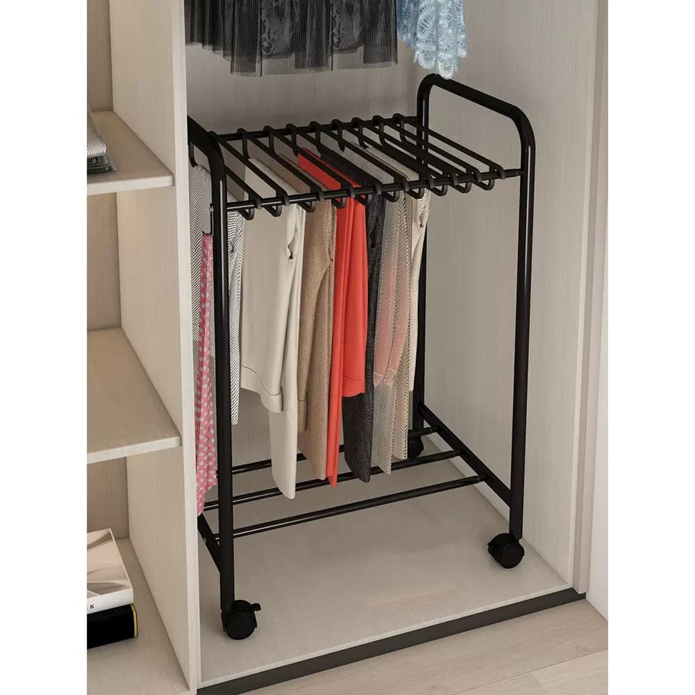 Hosen-/Hosenhalter, ausziehbar (Länge: 52–81 cm), inkl. 24/30-Hosenbügel, Schrankorganizer, Jeans-Trocknung, einfache Montage (Farbe: Schwarz – 30 Haken, Größe: 52 x 39 x 87 cm)