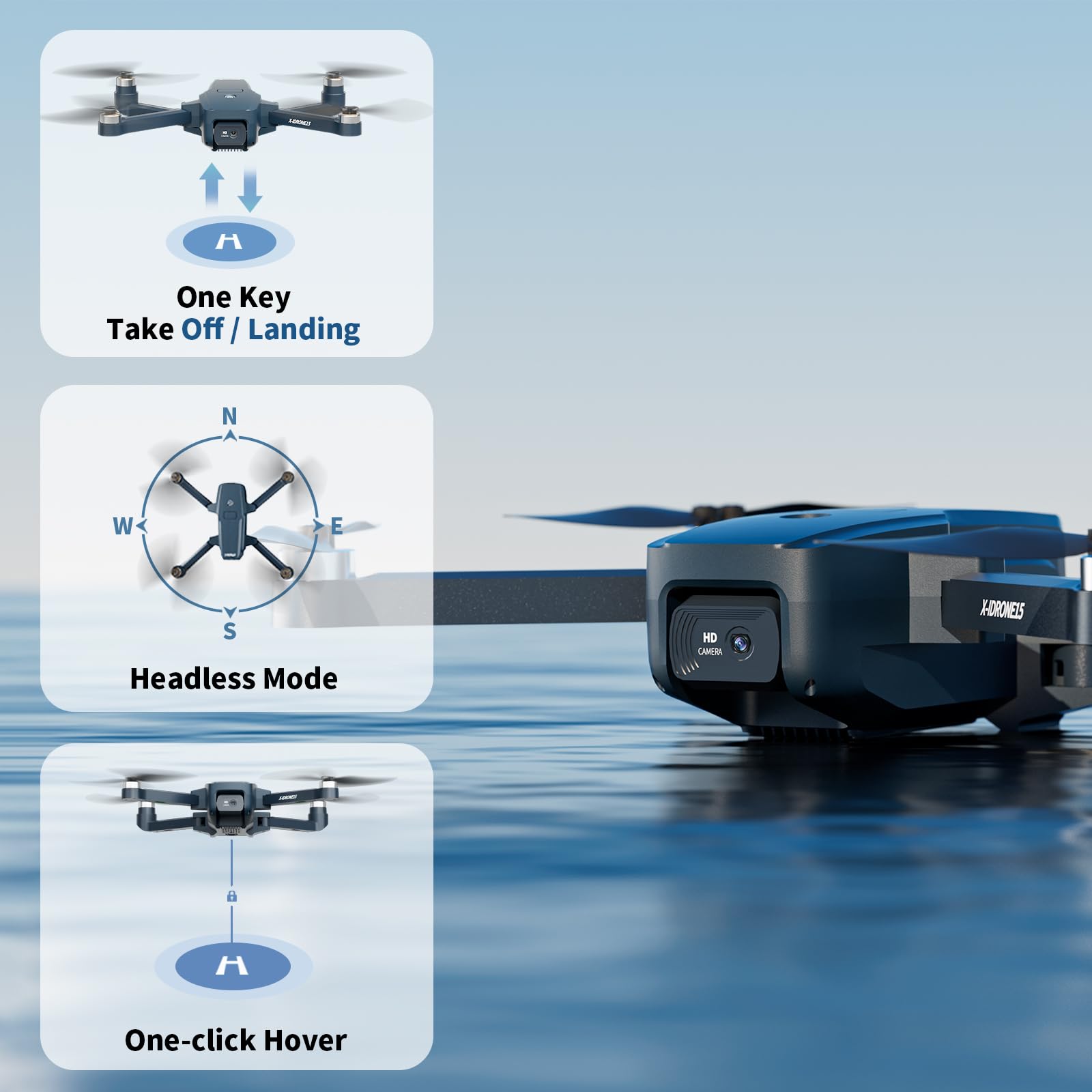 Drone IDEA16 - Caméra HD 1080p, 5GHz WIFI FPV, 40km/h, 30min Vol, Portée 7km