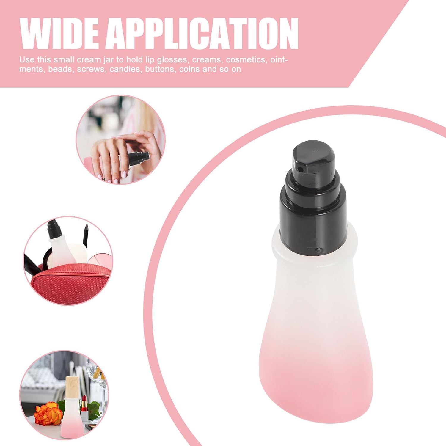 VILLCASE 40ml Refillable Cosmetic Cream Jar with Leak Prevention Portable Glass and Plastic Lotion Container for Outdoor Travel and Body Butter Storage image 3