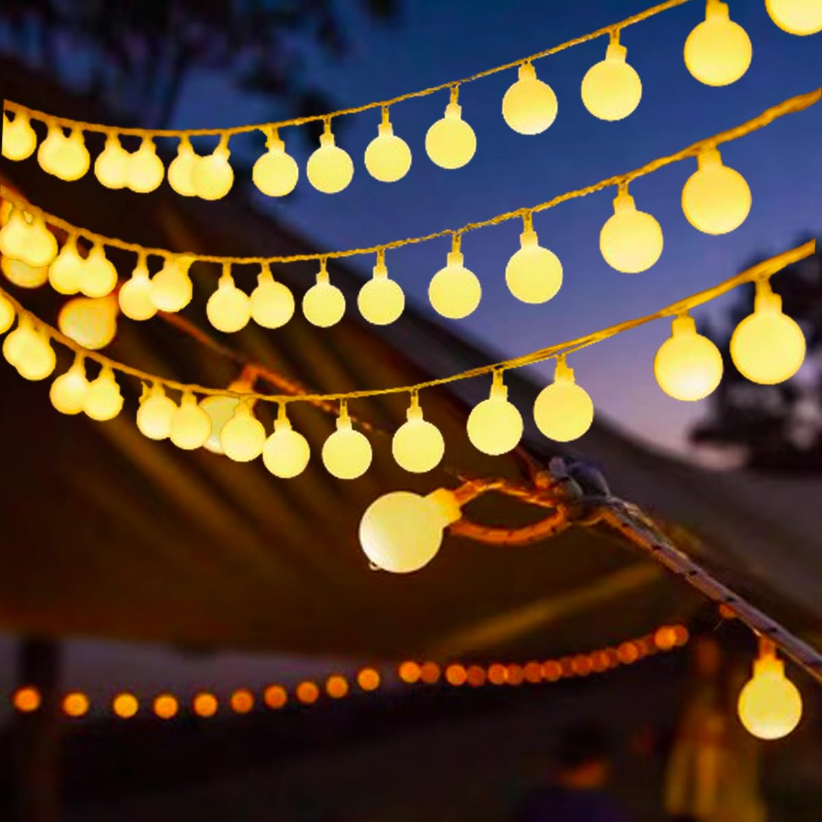 LED Lichterkette Außen Batterie, 10M 100 LED Led Kugel Lichterkette Wasserdicht, Weihnachtsbeleuchtung für Hochzeit, Weihnachten, Balkon Deko, Innen & Außen