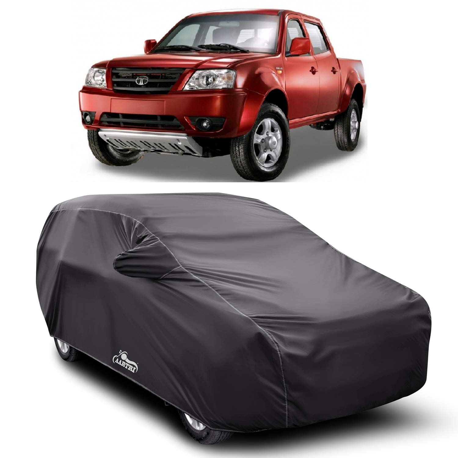 Cover Lab Presents Prime Quality Water Resistant Car Body Cover Compatible with Tata Xenon (Grey with Mirror)