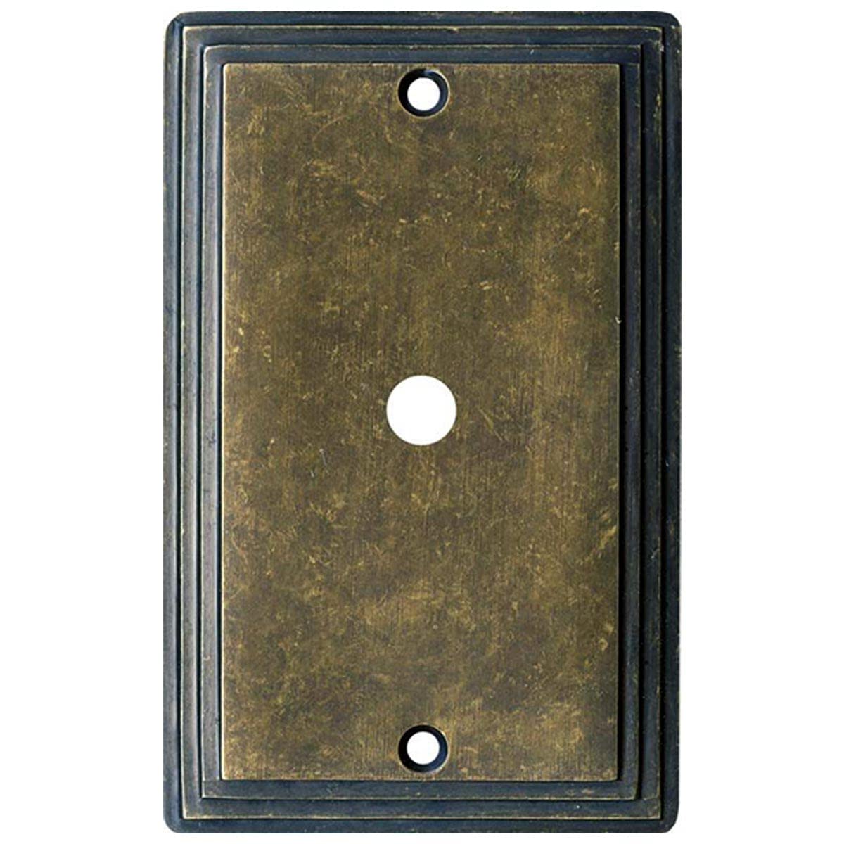 Switch Hits Cubierta para interruptor de luz Art Deco de latón antiguo moteado verde avellana | 1 cable | 7.6 cm x 12.7 cm | Tapón de toma de corriente eléctrica | Placas de pared para toma de