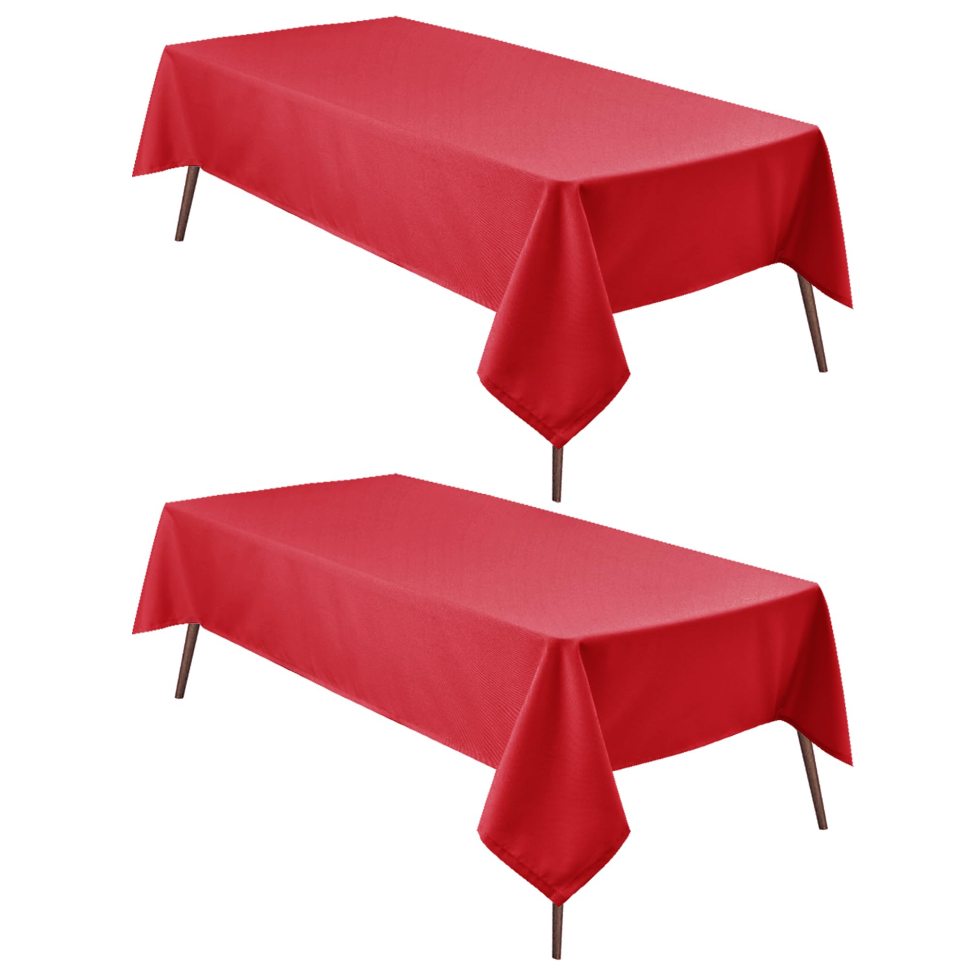 Hiasan 2 Pieces Red Tablecloth Rectangle - Wateproof and Spillproof Kitchen Christmas Washable Polyester Table Cloth for Dining Room, 60 x 84 Inch — image 1