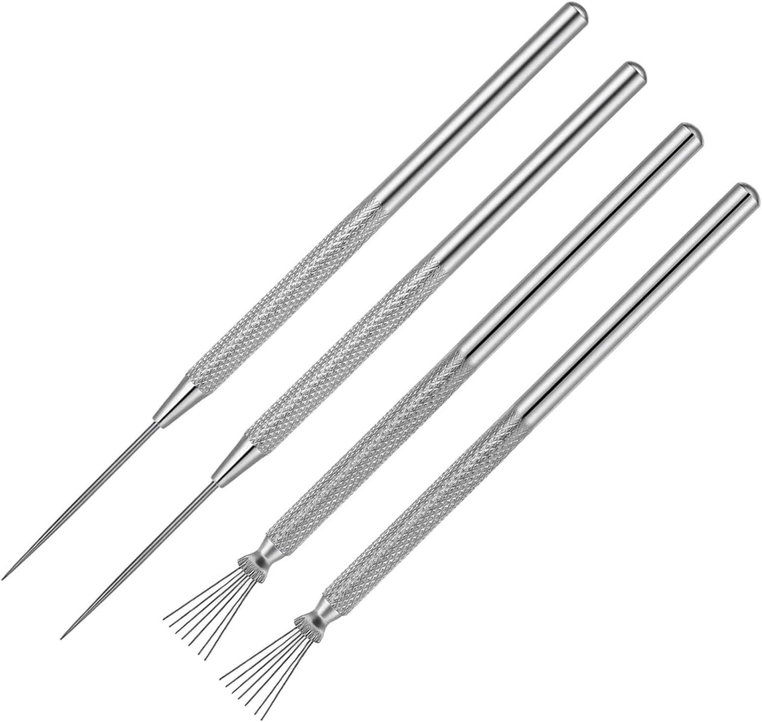 4 PCS Clay Needle and Pottery Feather Wire Texture Tools, Stainless Steel Ceramic Detail Tools, Sculpting Tool Supplies for DIY Craft, Sculpture Detail Texturing and Modeling