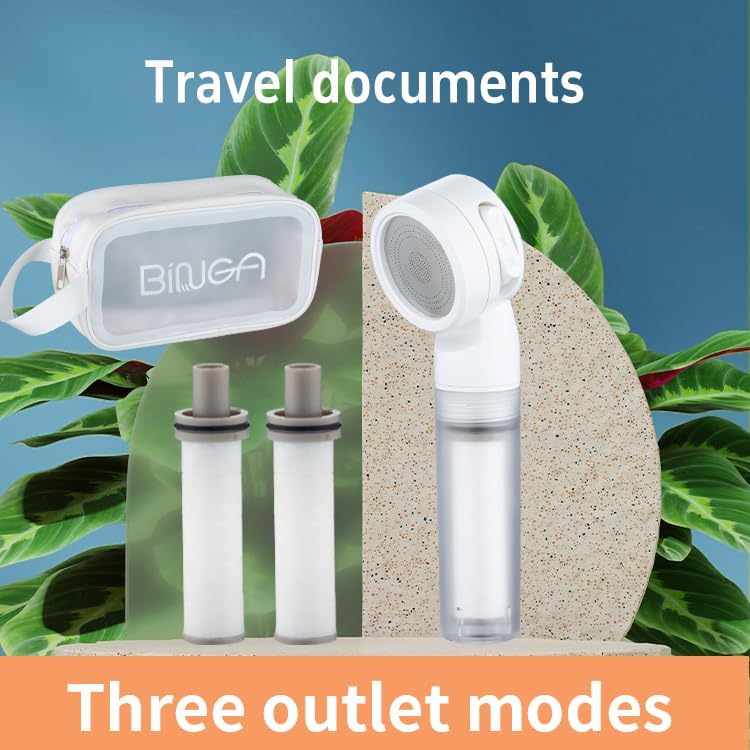 Miniatura 5 de Binga Cabezal de ducha con filtro de viaje, filtro de agua portátil con 3 modos de pulverización para viajes y uso en hoteles
