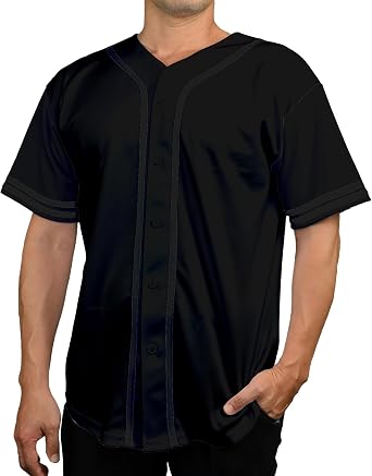 Mens Baseball Jersey Button Down Premium Two-Striped T Shirts Sports Uniform Made in USA