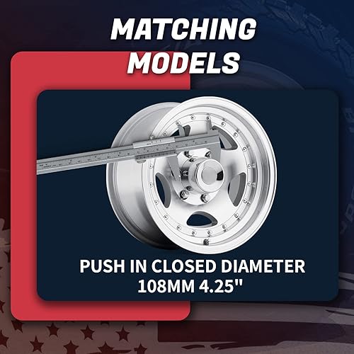 Miniatura 3 de Tapones centrales de rueda de 4.25 pulgadas para llantas de repuesto de acero inoxidable de 1.8 pulgadas y 1.811 in de altura, para llantas de