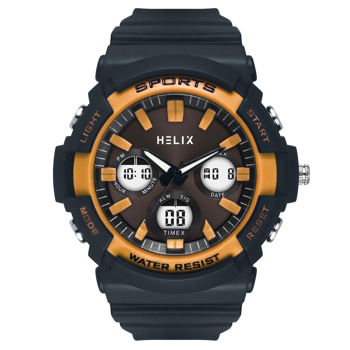 Helix By Timex Grey Round Analog-Digital Watches for Men | Quartz Movement Resin Bracelet Men Watches | Upto 50 m Water Resistance with Foldover Clasp Closure | Gift for Men TWESK4501T (B0D75SH7WY) Amazon Price History, Amazon Price Tracker