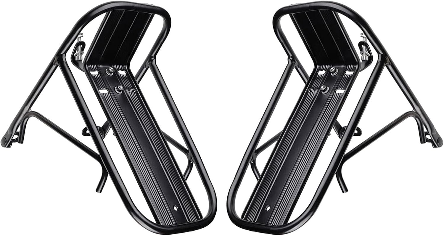 Amosfun 2pcs Front Bike Rack Cargo Carrier Steel Mountain Bicycle Luggage Rack with 5kg Load Capacity for Touring and Road Cycling