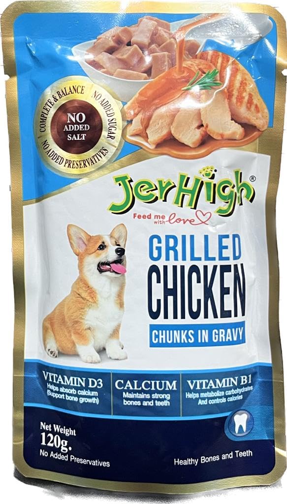 See full amazon price history chart for JerHigh Grilled Chicken Chunks in Gravy with Vitamin D3 Calcium Vitamin B1 Without Preservative Wet Food 120gms (36) JerHigh Grilled Chicken Chunks in Gravy with Vitamin D3 Calcium Vitamin B1 Without Preservative Wet Food 120gms (36) (B0C77T1YP8) Amazon Price History, Amazon Price Tracker