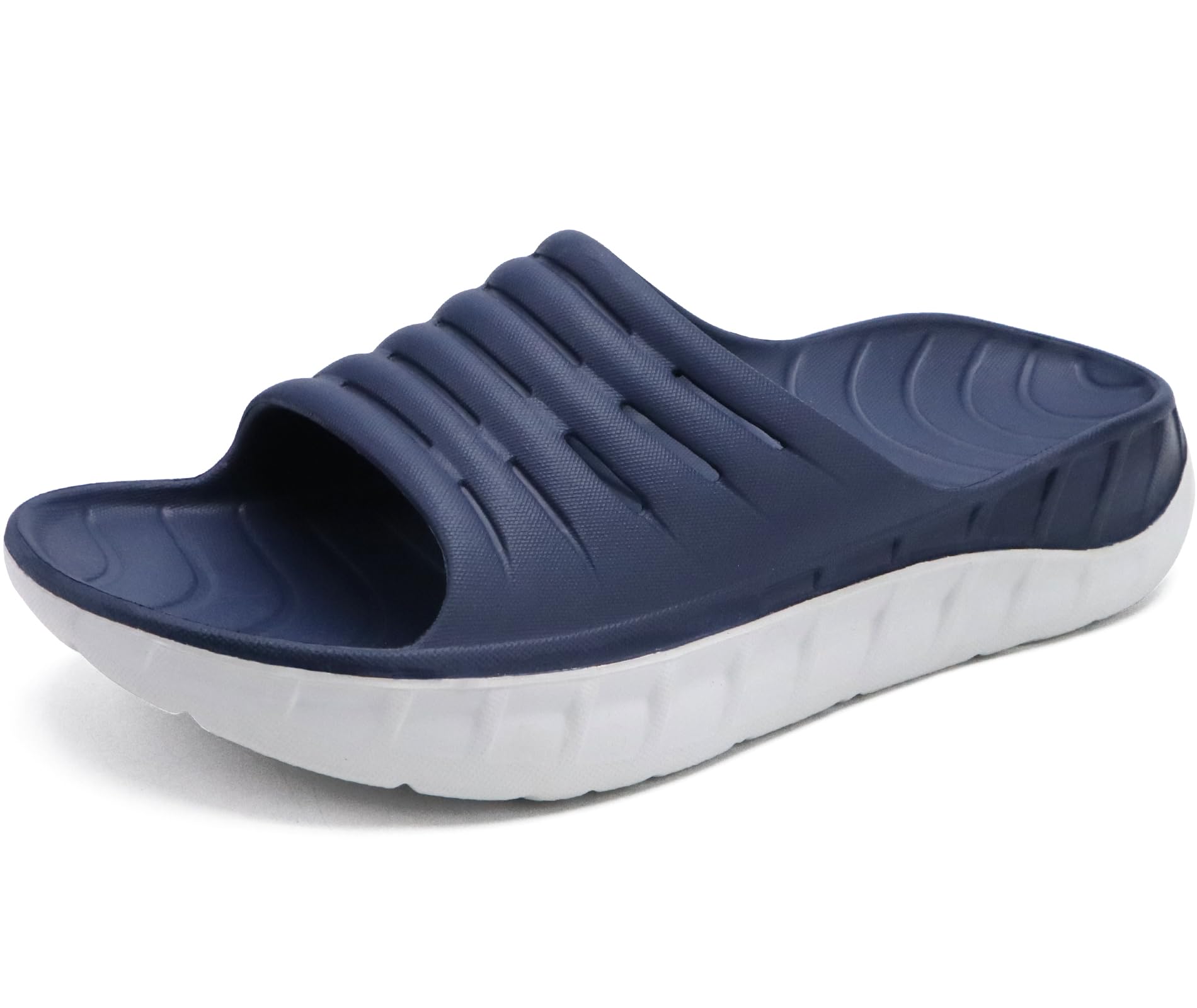 Mens Recovery Sandals With Comfortable Plantar Fasciitis Arch Support, Orthotic Open Toe Sport Slides Thick Cushion Reduces Stress on Feet, Joints & Back Post-Exercise-image-30