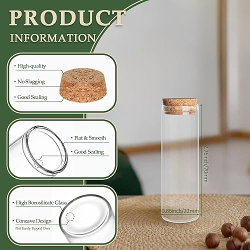 Miniatura 2 de Pequeñas botellas de vidrio, botellas con corchos, botella de vidrio (0.61 onzas, 10 piezas)