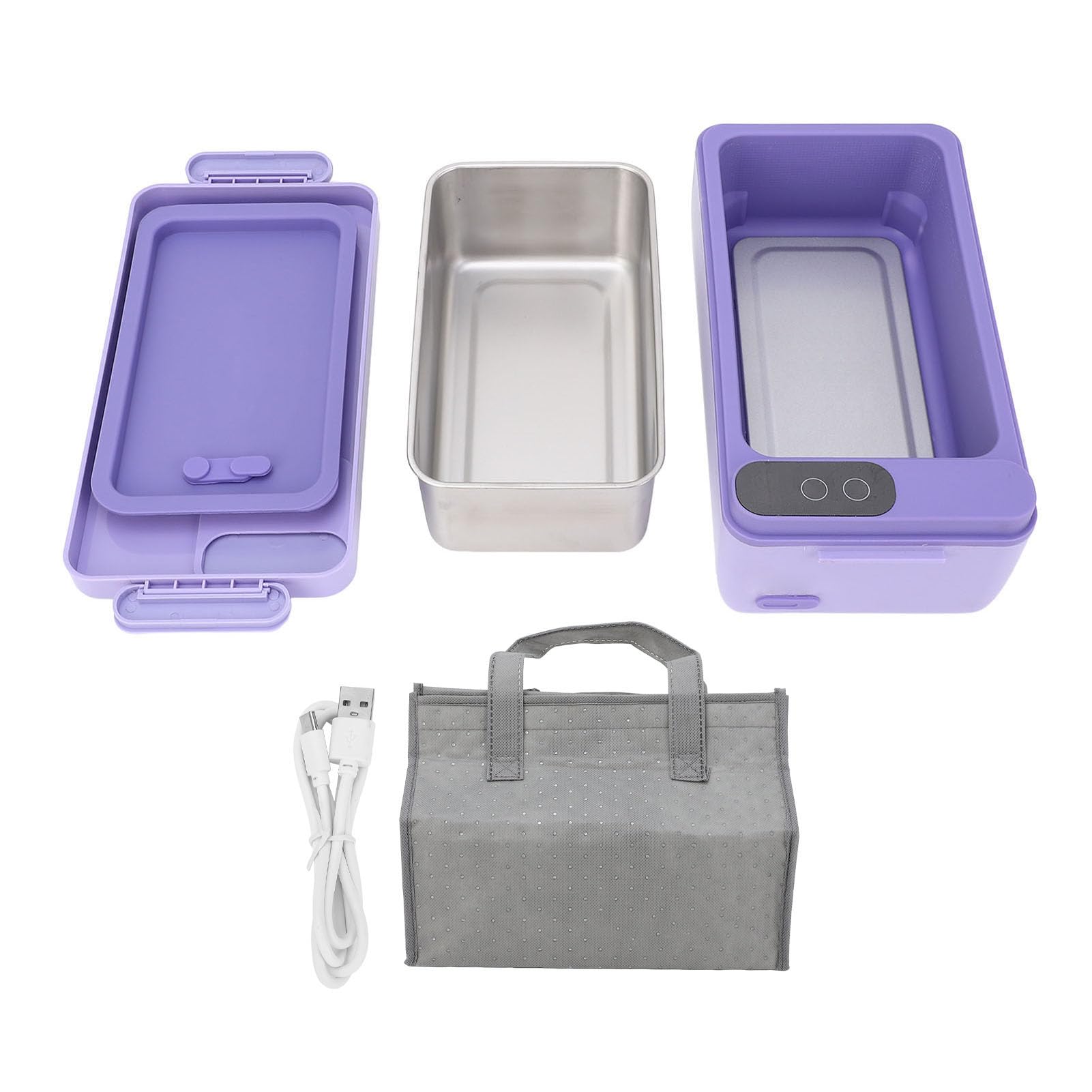 CHICIRIS Lunch Box Elettrico Portatile con Rivestimento in Acciaio Inossidabile 304 Riscaldamento Elettrico per Studenti Impiegati capacità 1 Litro (Viola)