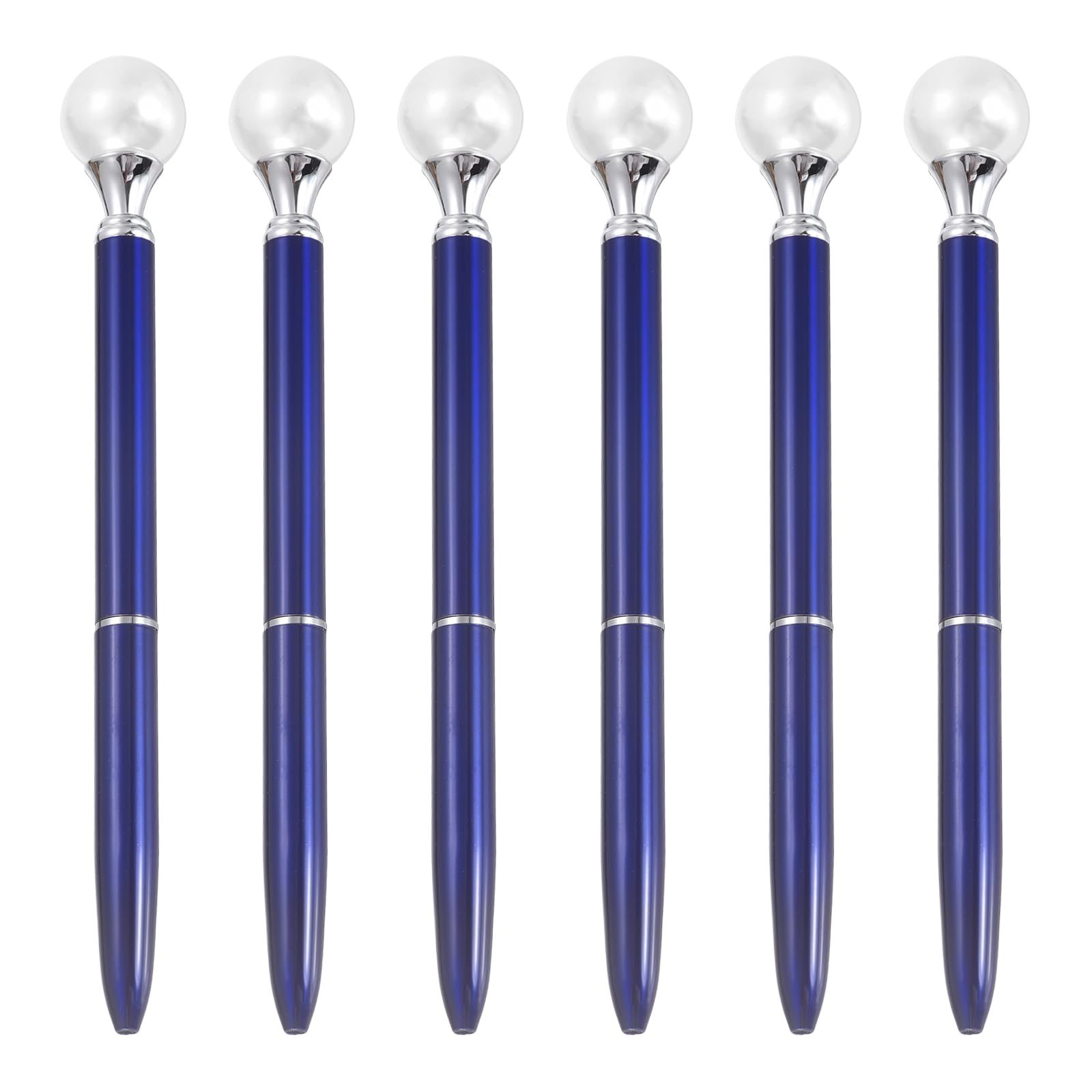 PATIKIL Pearl Ballpoint Pen, 6Pcs Sparkling Bling Metal Pen with Pearl Top Elegant 1.0mm Black Ink Ballpoint Refillable for Office Business Wedding Party Birthday Gift, Clear Blue