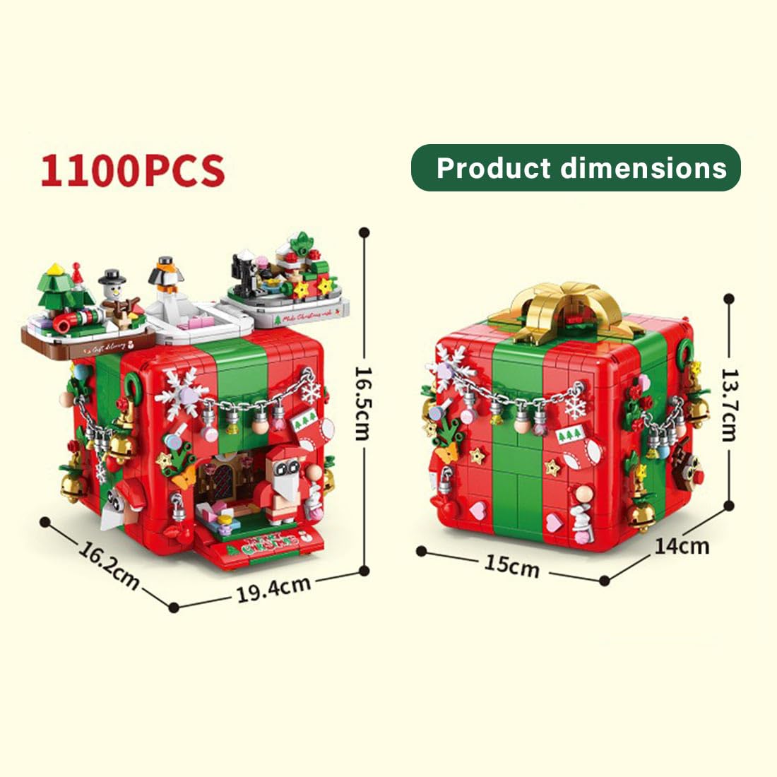 Scatola sorpresa di Natale blocchi di costruzione se con luci e