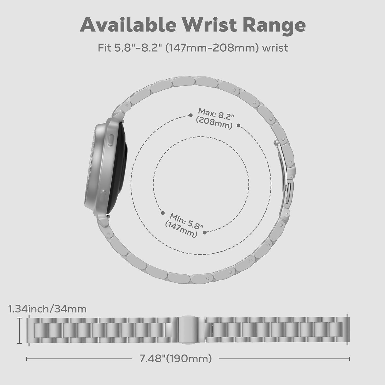 MoKo Stainless Steel Watch Band Compatible with Garmin Lily 2/Lily 2 Active image 5