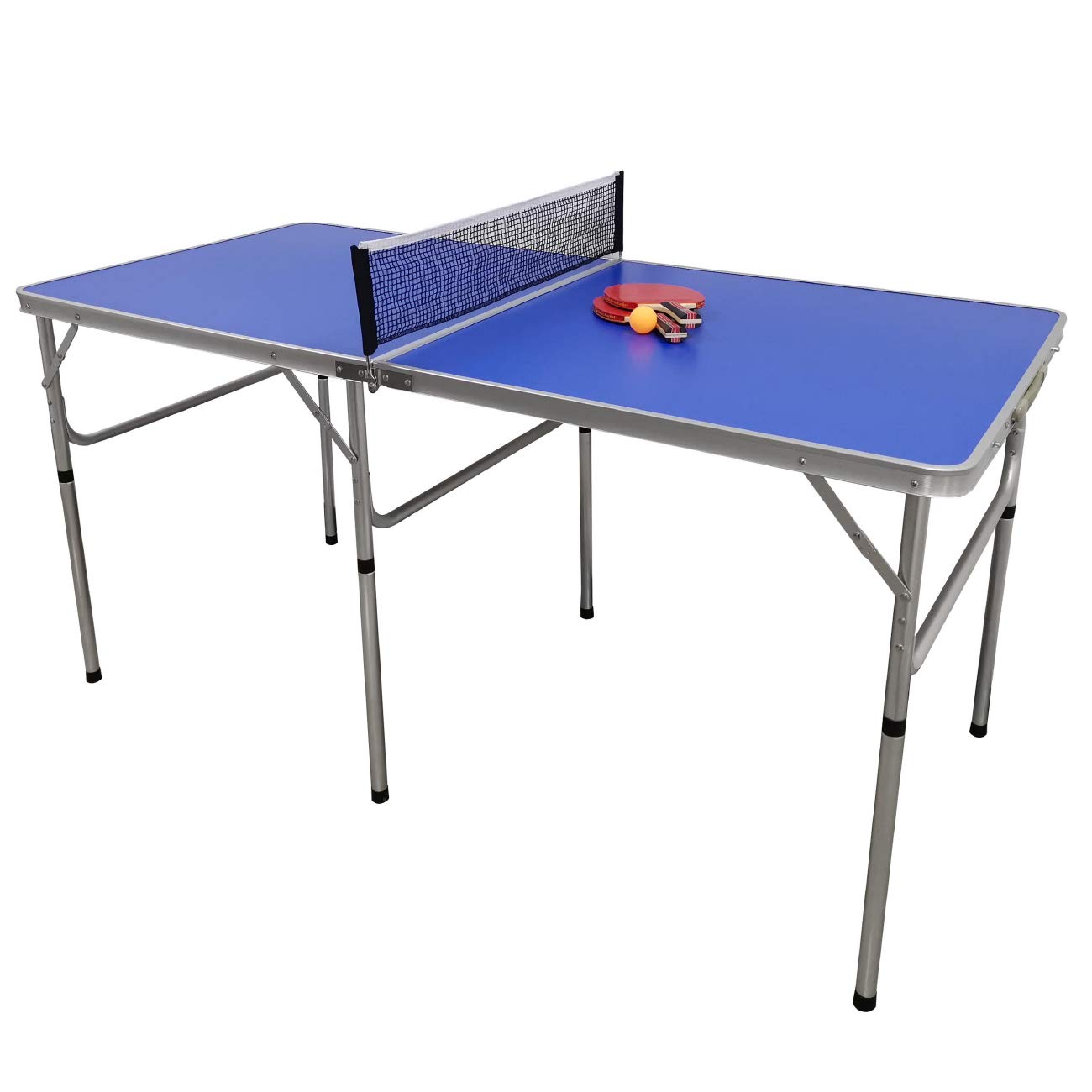 Trademark Innovations 5 Ft. Folding Table Tennis Ping Pong Table Set with Paddles and Balls