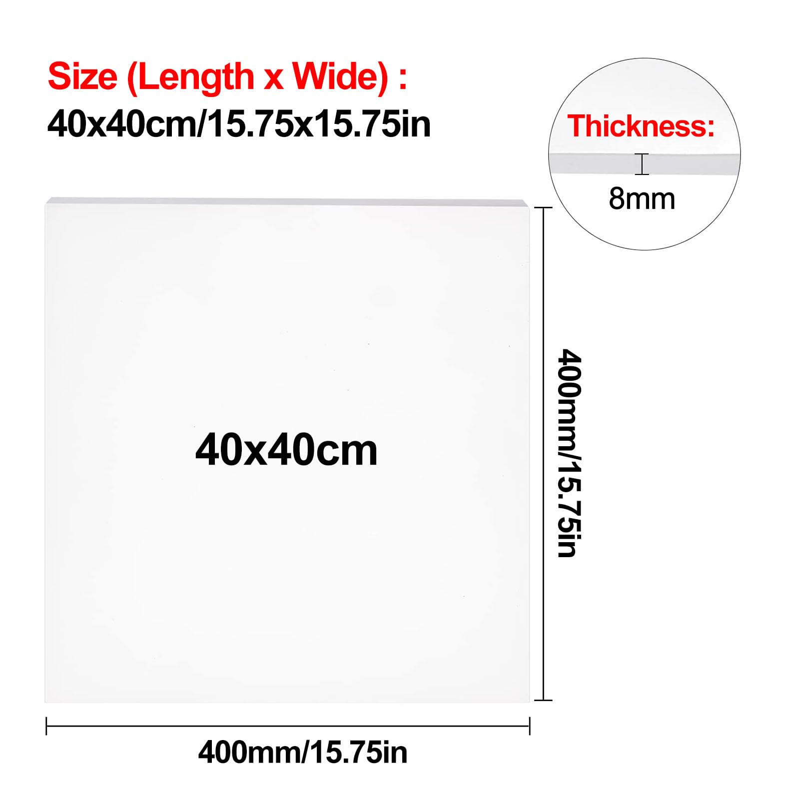 Dxcaicc Guarnizioni per Piastre in Gomma Siliconica Foglio Pannello Solido Spessore 8mm Alta Stabilità Buona Resistenza Superfici Artigianali,400mmx400mm