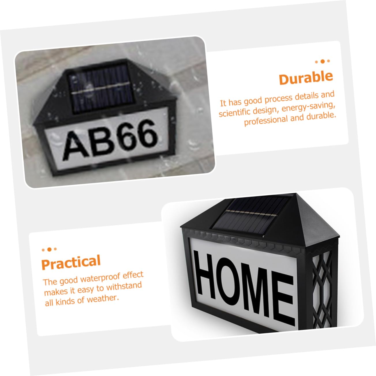 Angoily Solar Hausnummernleuchte mit Ip55 Schutz Solarbetrieben aus Abs und PC Material Schwarz für Beleuchtete Hausnummer Außen bei Nacht