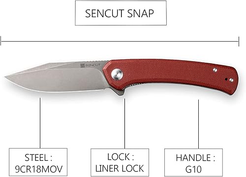 Miniatura 3 de SENCUT Cuchillo de bolsillo plegable a presión, cuchillo de bloqueo de forro, G10 y mango de madera con clip reversible SA05A